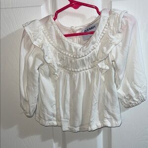 Old Navy White Ruffle Long-Sleeve Blouse for Kids